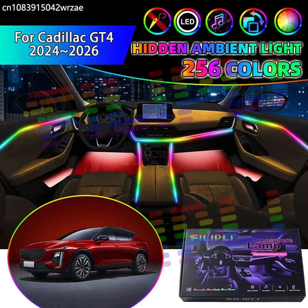 For Cadillac GT4 2024 2025 2026 SUV RGB Car Interior Ambient Lights Strips Breathing Lighting Kit App Control LED strips Auto by InterCyprus Trading Ltd