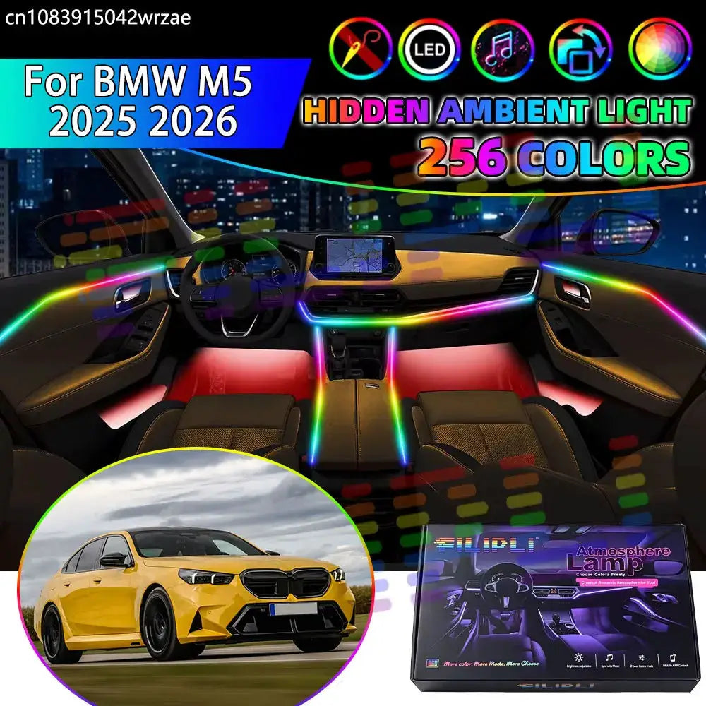 For BMW M5 2025 2026 G90 G99 RGB Car Interior Ambient Lights Strips Breathing Lighting Kit App Control LED strips Accessories by InterCyprus Trading Ltd