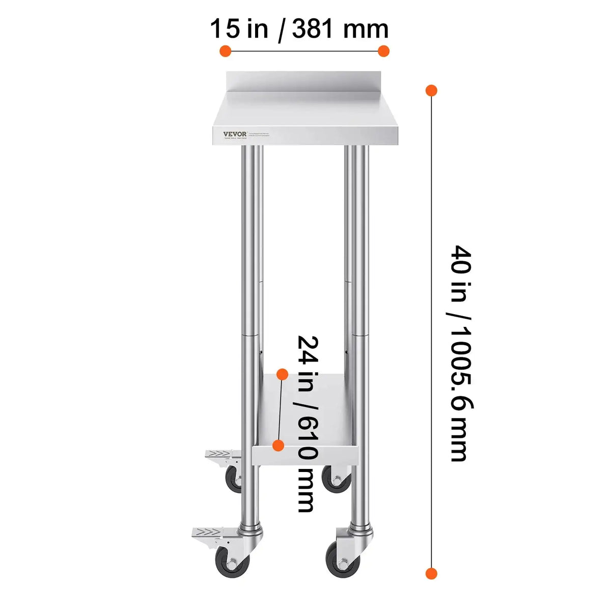Stainless Steel Work Table With Casters Heavy Duty 24x60 24 x 15 in / spain
