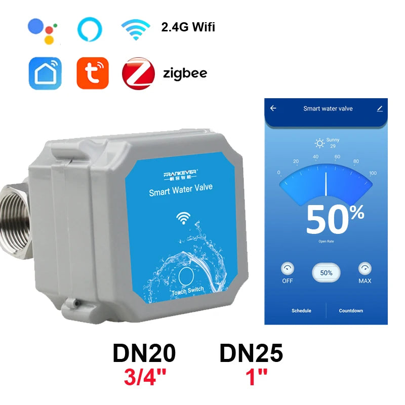 Viedais WiFi ūdens vārsta kontrolieris ar lietotnes kontroli, Alexa, Google Home