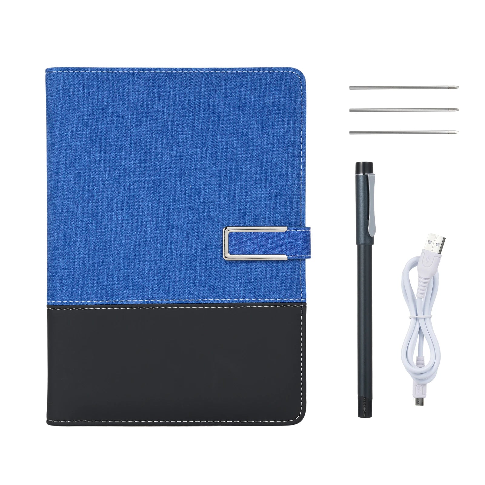 Smart Pen &amp; A5 Leather Notebook with Real-time Sync and AI Voice-to-Text Blue