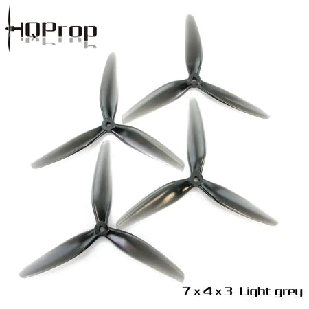 4PCS HQProp 7X4X3 7040 7inch 3 Blade/Tri-Blade Propeller Light Grey (2CW+2CCW) Poly Carbonate for FPV RC Drone by InterCyprus Trading Ltd