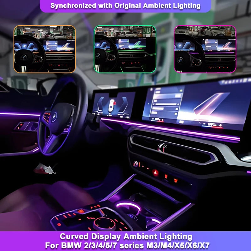 Barra luminosa inferiore curva BMW per modanature in ABS delle serie 2, 3, 4, 5, 7