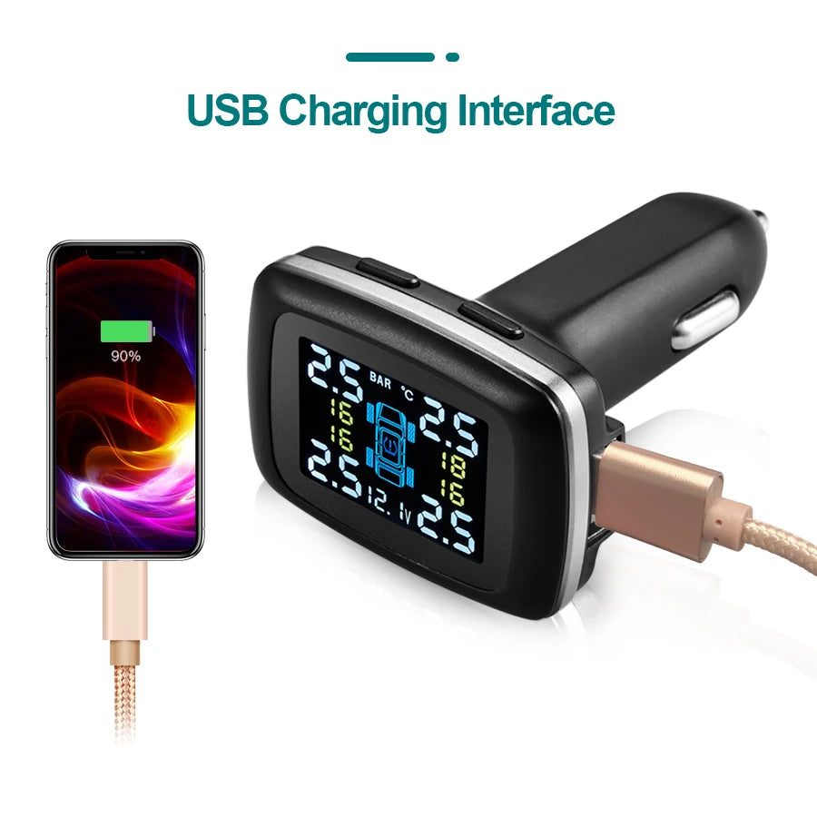 ACCEO Car TPMS 4 External Sensors - Real-Time USB Display