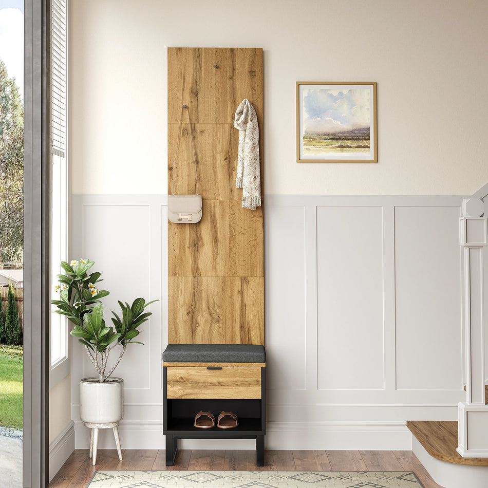 Ντουλάπα από Δρυς με Σκαμπό Παπουτσιών και Μαξιλάρι