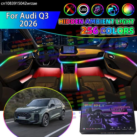 For Audi Q3 2026 MK3 FJ RGB Car Interior Ambient Lights Strips Breathing Lighting Kit App Control LED strips Auto Accessories by InterCyprus Trading Ltd