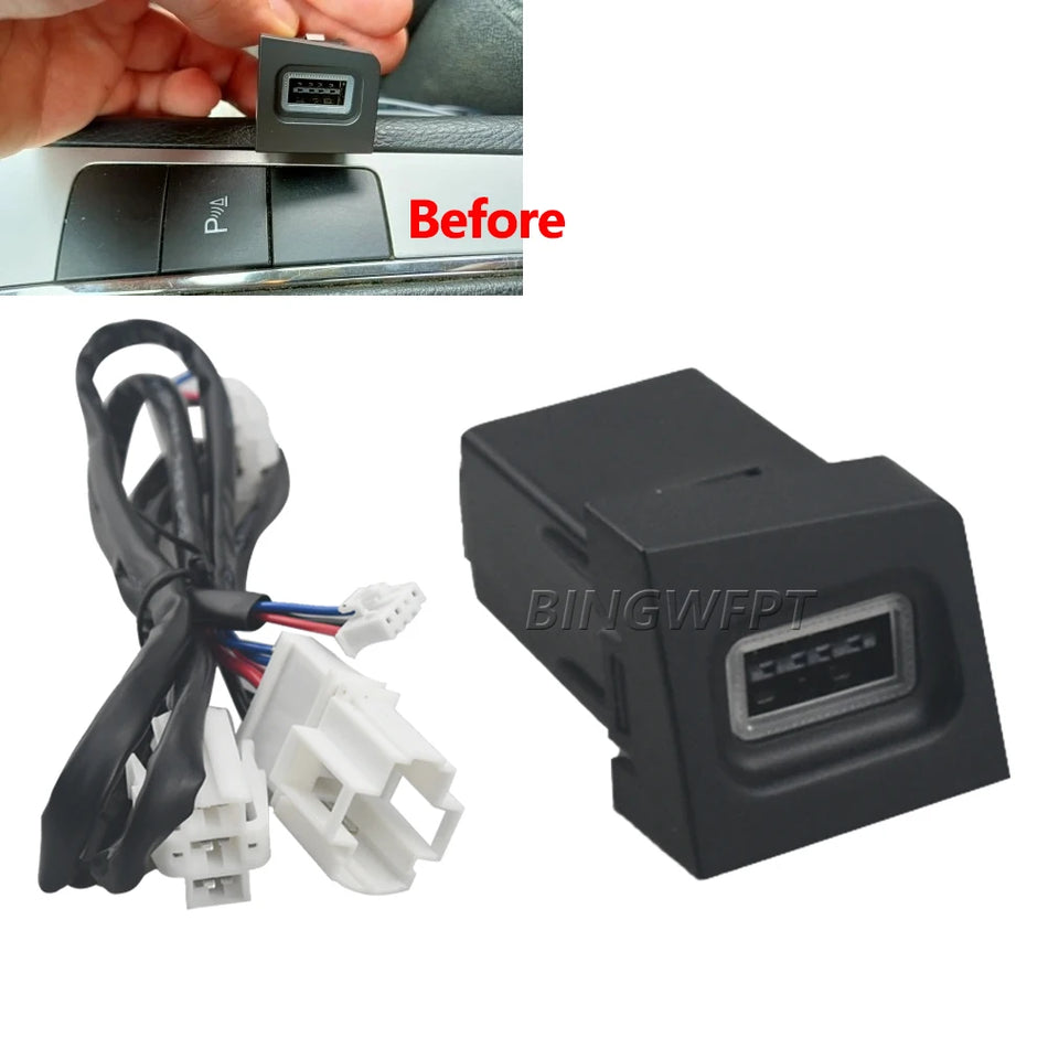 Tomada de Carregador de Carro QC3.0 USB para Volkswagen CC 2011-2012 Magotan B6
