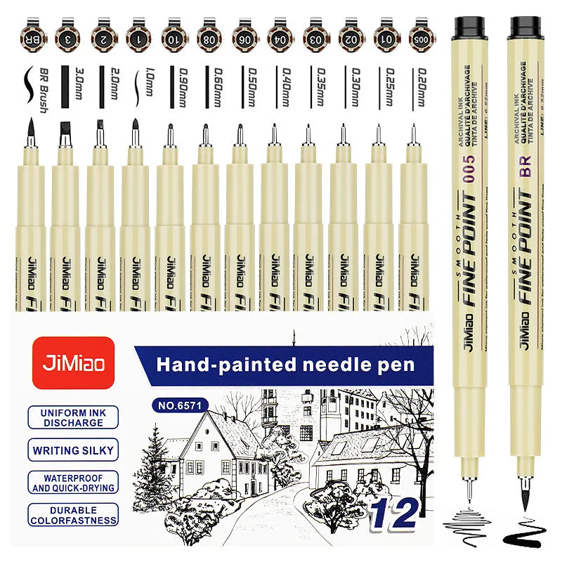 Manga Art Marker Set 12 Color &ndash; Fine Line Manga Illustration