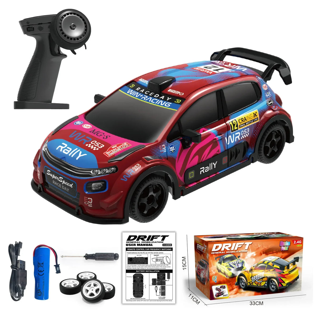 1:18 Remote Control Car &ndash; Glow In Dark 2.4G RC Speed PY386-red