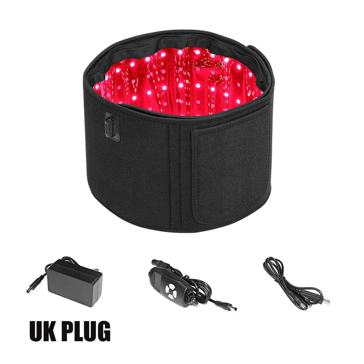Red &amp; Infrared Light Therapy Belt for Fat Burning and Skin Repair BLACK-UK