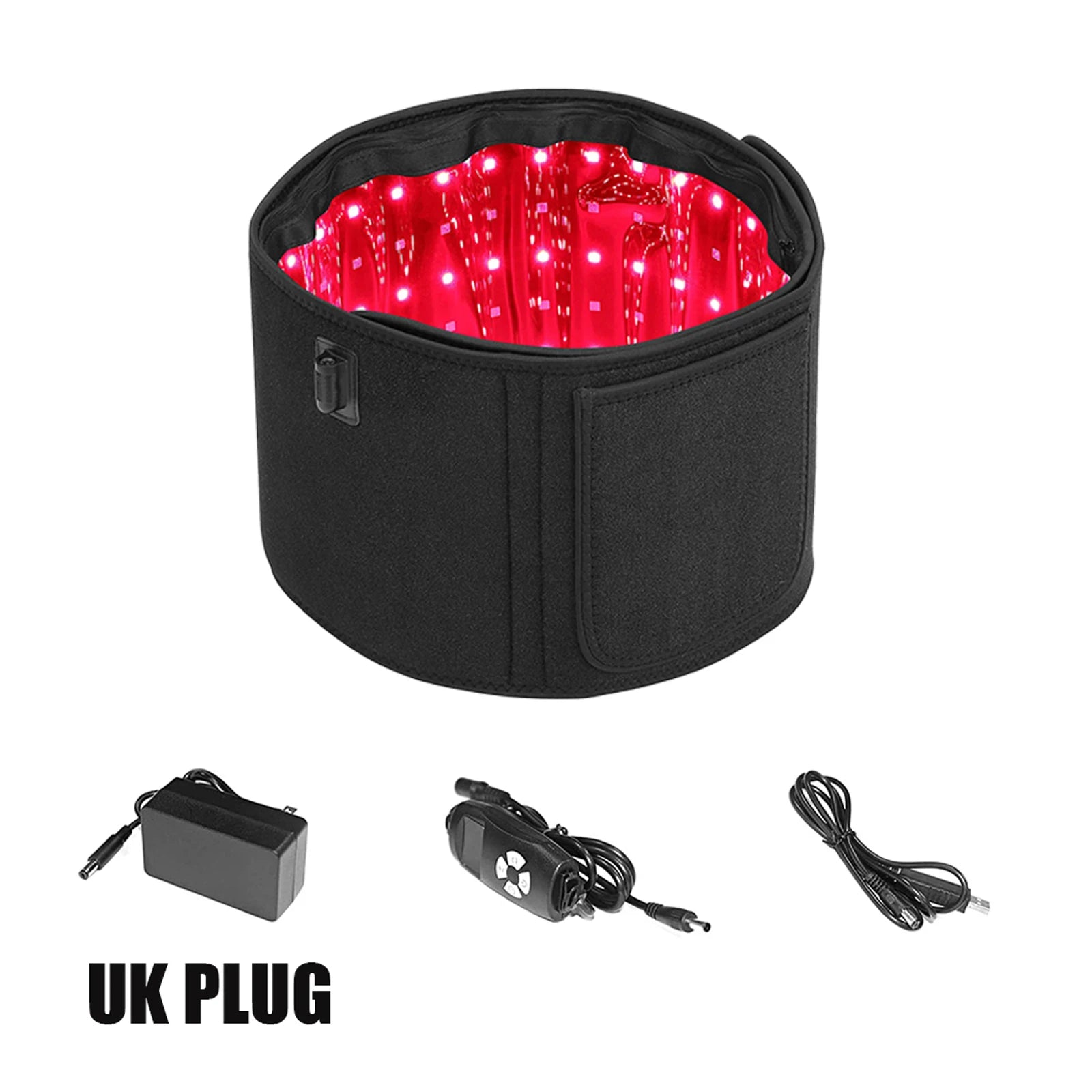 Red &amp; Infrared Light Therapy Belt for Fat Burning and Skin Repair BLACK-UK