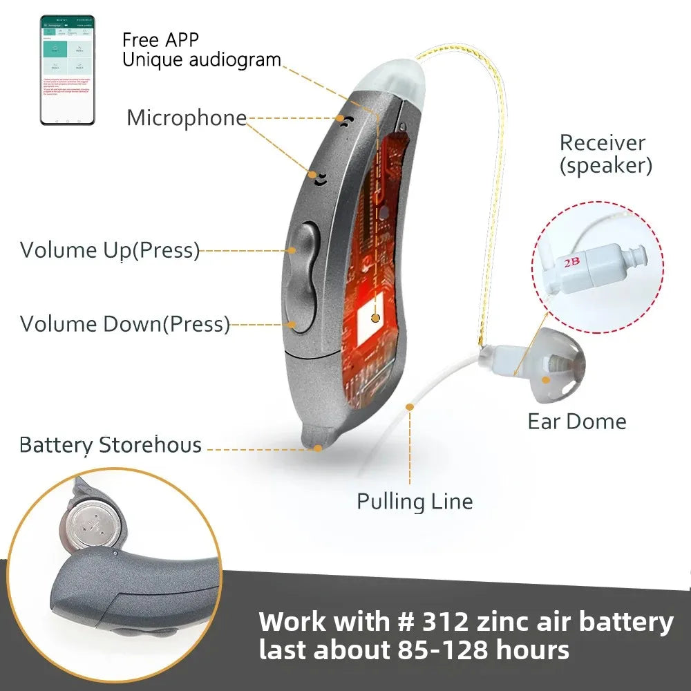 IncenSonic SF101 Digital Hearing Aids with Bluetooth and Mobile App Support