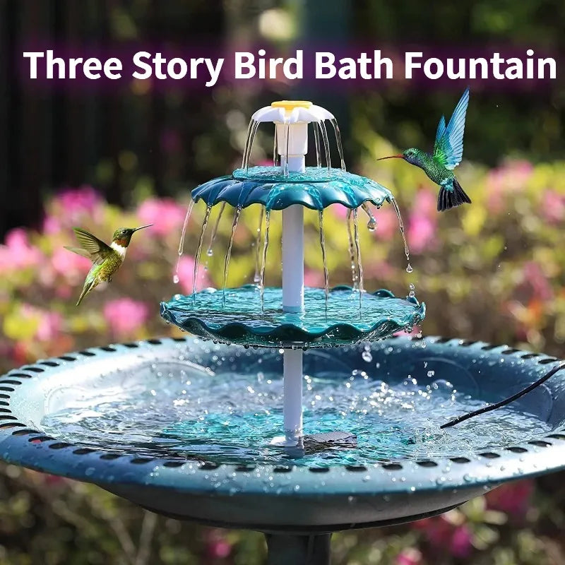 Three Layer Solar Fountain &ndash; 3.5W Pump Detachable Bird Bath