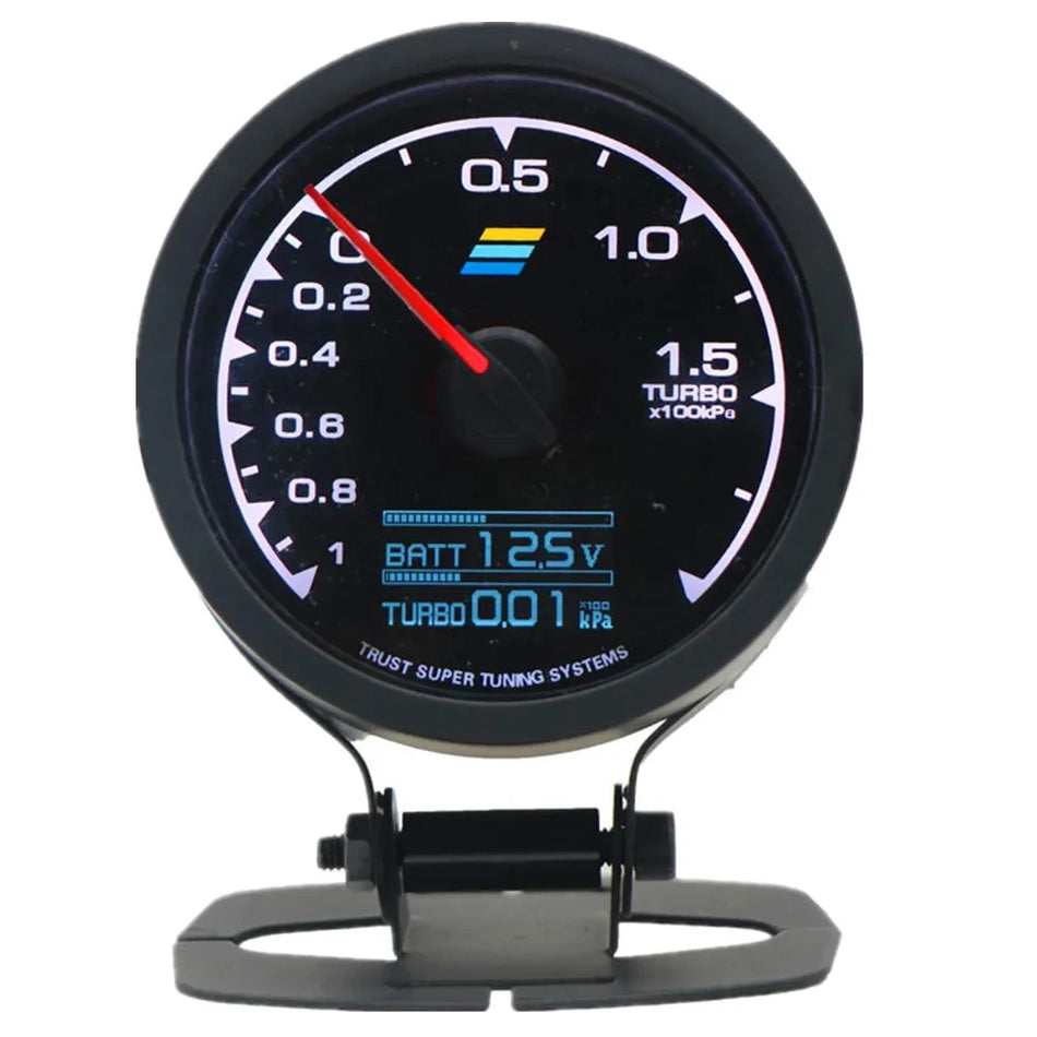 Manometro per auto LCD da 62 mm con pressione dell'olio, temperatura dell'olio, temperatura dell'acqua, manometro di sovralimentazione.
