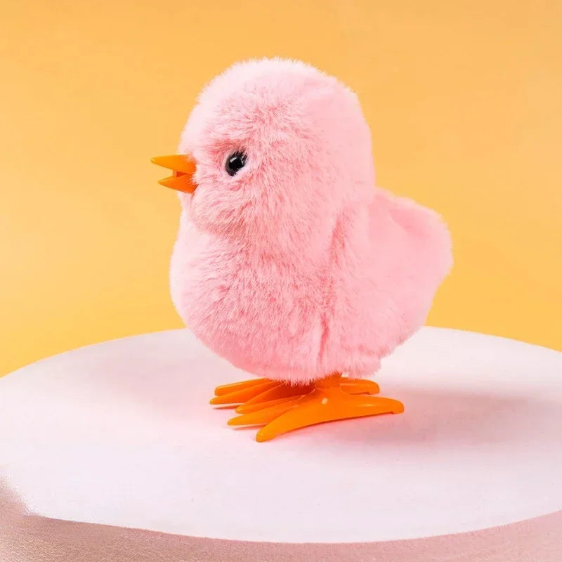 Yellow Jumping Chicken Wind-Up Plush Toy for Kids 2-4 Years Pink