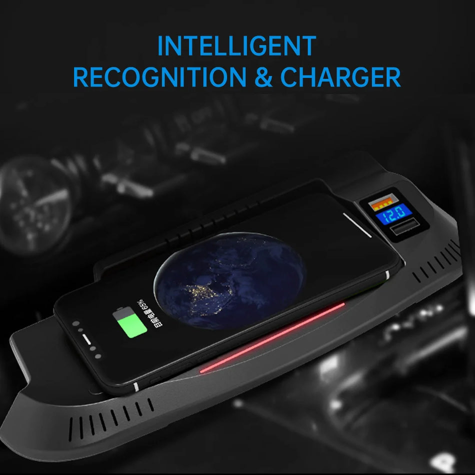 Adaptateur de charge sans fil Qi 15W rapide pour Ford Mustang 2015-2021