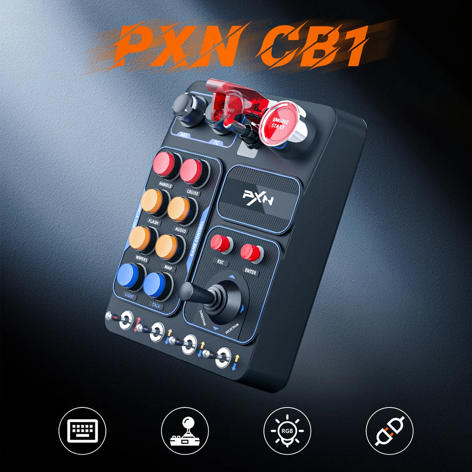 PXN CB1 Προσομοιωτής Κεντρικό Κουτί Ελέγχου Αγώνων με RGB Πλήκτρα για PC Racing