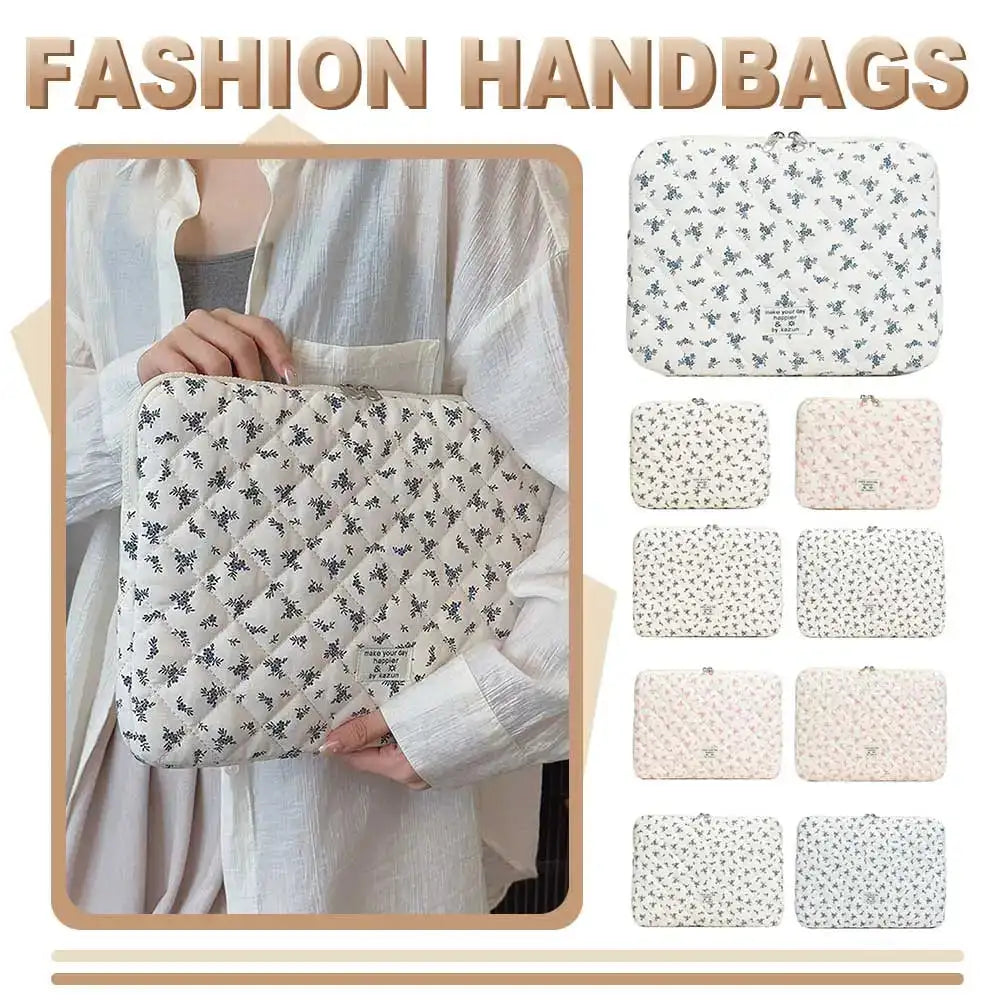 Maple Leaf Fluffy Padded Laptop Sleeve Embroidered Case