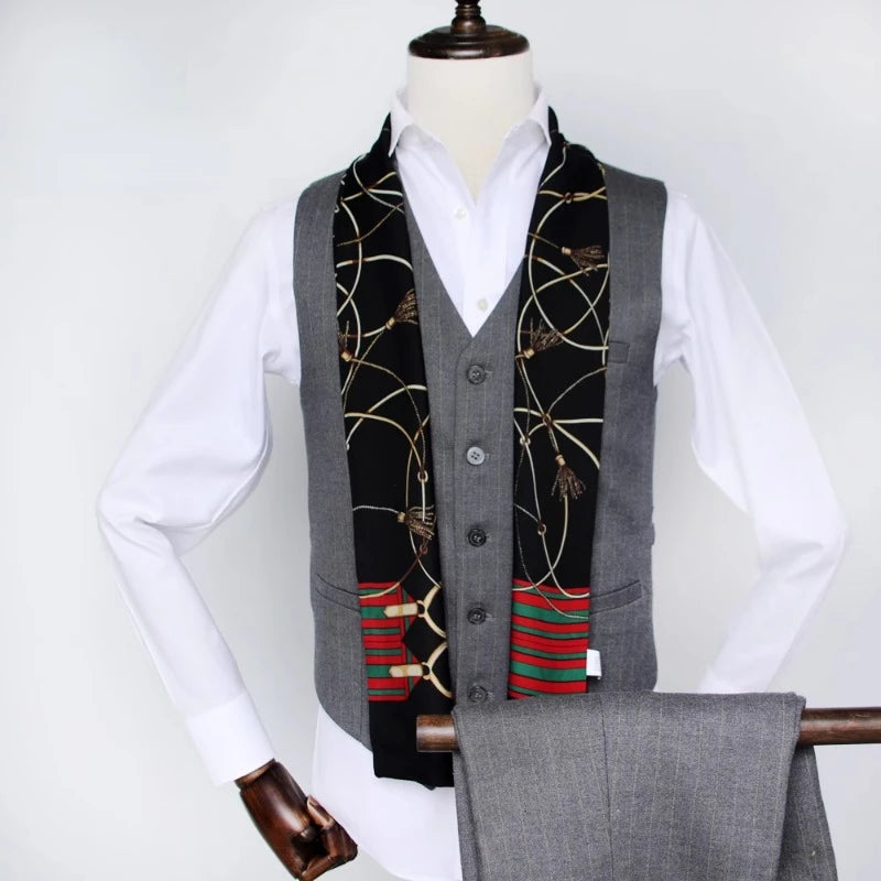 SIERSIYU Men's Silk Scarf &ndash; Versatile British Stripe Print