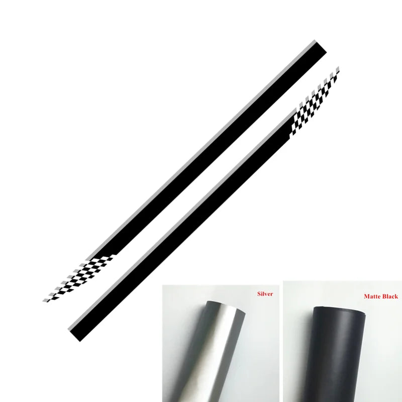 Fiat 124 Spider Car Door Side Skirt Stickers - 2pcs Racing Sport Vinyl Decals &amp; Auto Body DIY Accessories - Glossy Black, Matte Black, Silver, White, Gold Glossy black-Silver