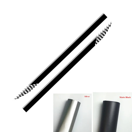 Fiat 124 Spider Car Door Side Skirt Stickers - 2pcs Racing Sport Vinyl Decals &amp; Auto Body DIY Accessories - Glossy Black, Matte Black, Silver, White, Gold Glossy black-Silver