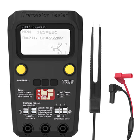 BSIDE ESR02 PRO Tester &ndash; ESR Meter for SMD Components ESR02PRO(Black)Twz / CHINA