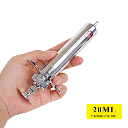 JIECARE Animal Syringe For Farm Animals - Reusable Syringe 20ml Metal