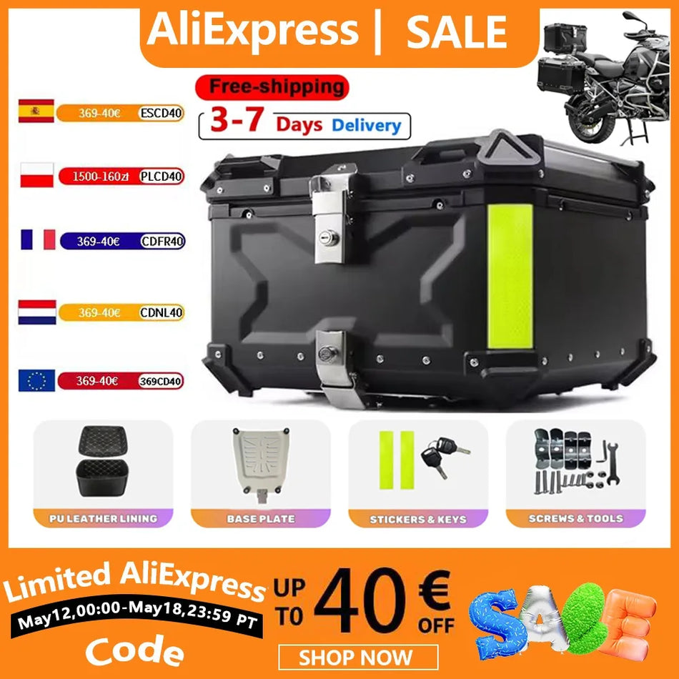 65L 55L Motorrad Topcase Aluminium CNC – wasserdichter Koffer