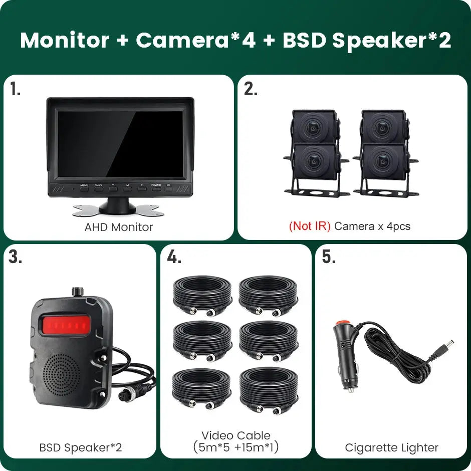 7 Inch 4CH DVR Monitor With AI Blind Spot Radar And IR Camera by InterCyprus Trading Ltd