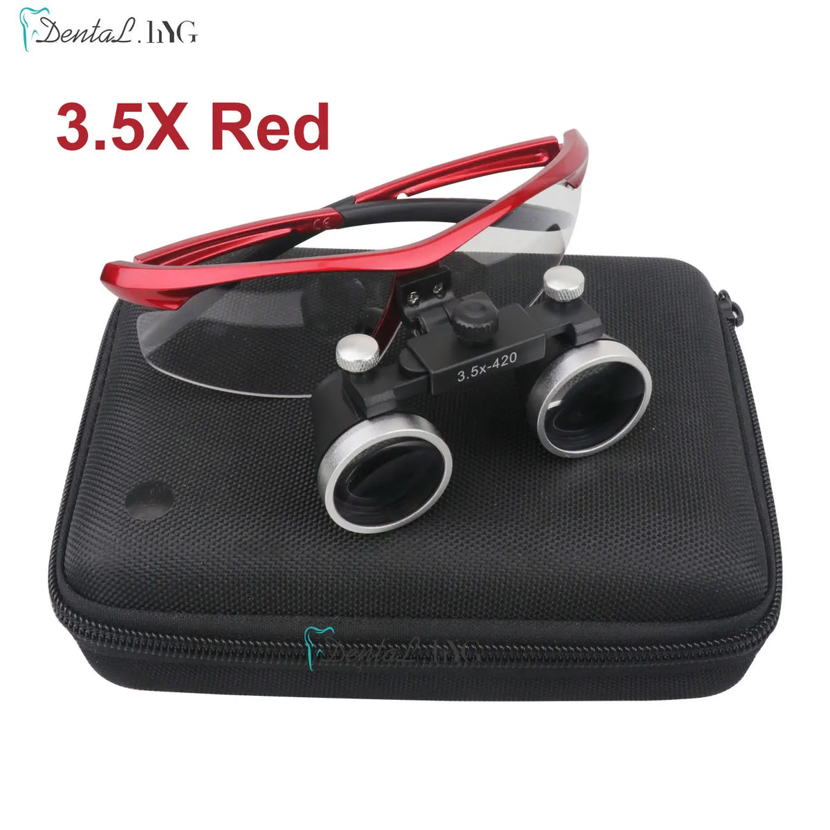 Dentistry Binocular Magnifier 2.5X 3.5X Loupes &ndash; Ultralight 3.5X Red