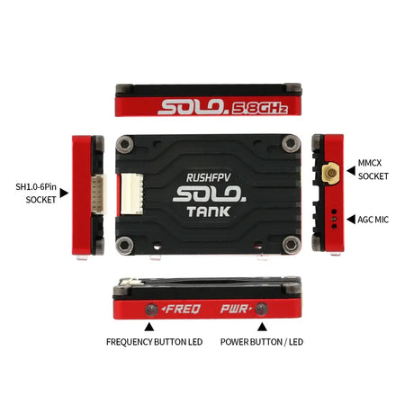 RUSH Solo Tank 5.8G VTX Video Transmitter CNC Shell 1.6W High Power Built-in Microphone Heat Dissipation Structure For RC FPV by InterCyprus Trading Ltd