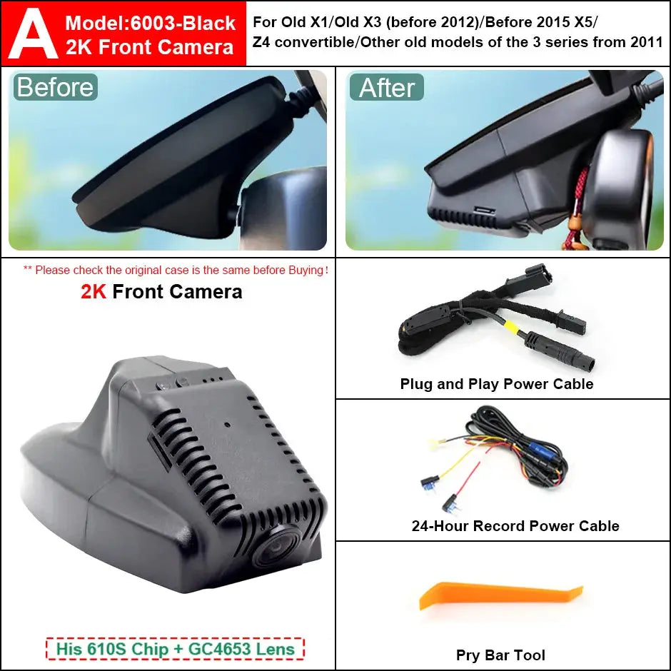 Plug and Play Hidden 4K Dash Cam Car DVR Front Rear Camera For BMW X1 X3 E81 E82 E87 E88 E90 E91 E92 E93 E60 E61 E65 E66 E84 E70 by InterCyprus Trading Ltd