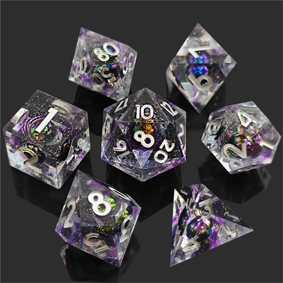 Transparent Planet Polyhedron Dice for DND, Ideal for Campaigns