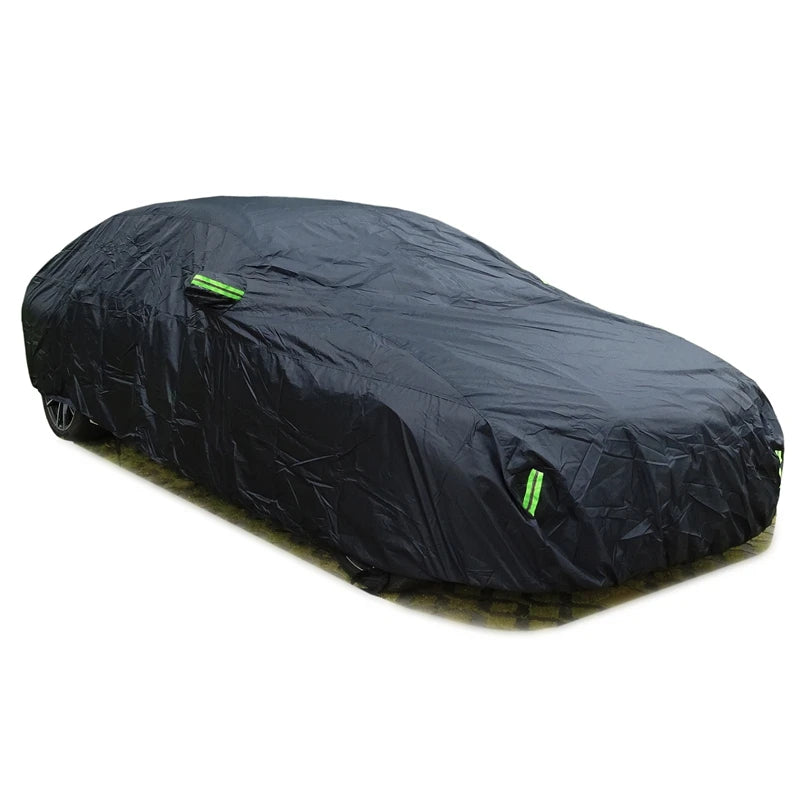 JIUWAN Universal Full Exterior Car Cover with Reflective Strips - Dustproof &amp; Sunshade Protection for Sedans and SUVs