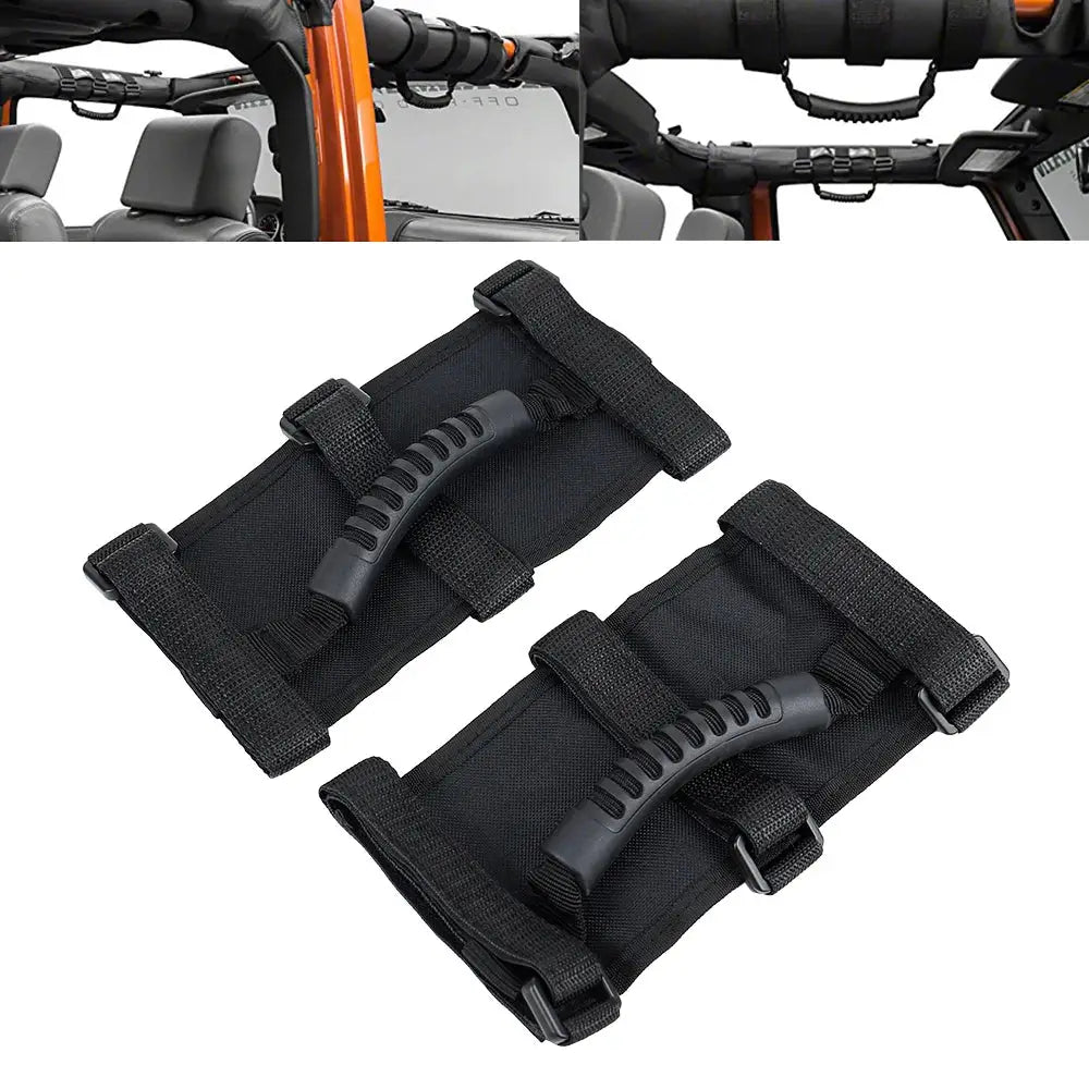2pcs Premium Roll Bar Grab Handle Black for Jeep Wrangler CJ YJ TJ JK by InterCyprus Trading Ltd