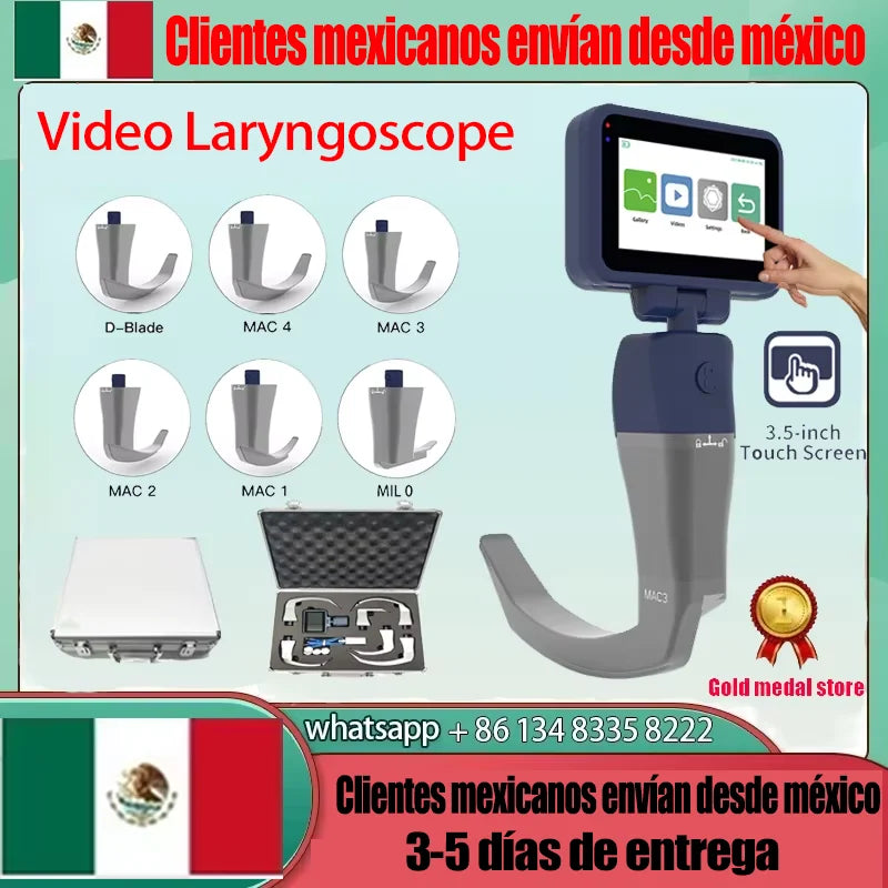 3.5-calowy wideo-laryngoskop z ekranem dotykowym i sterylizowalnymi ostrzami