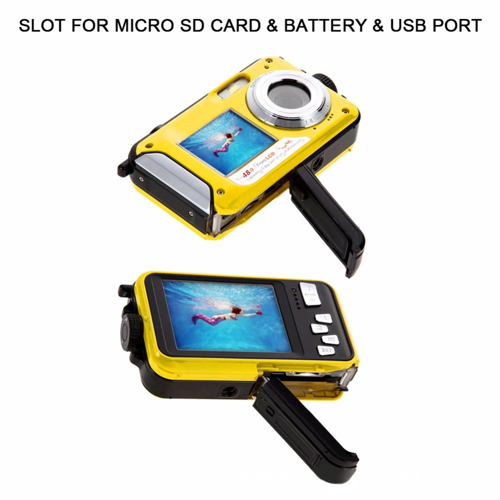 Lightweight Underwater Camera &ndash; 48MP Dual Screen HD for Snorkeling and Travel