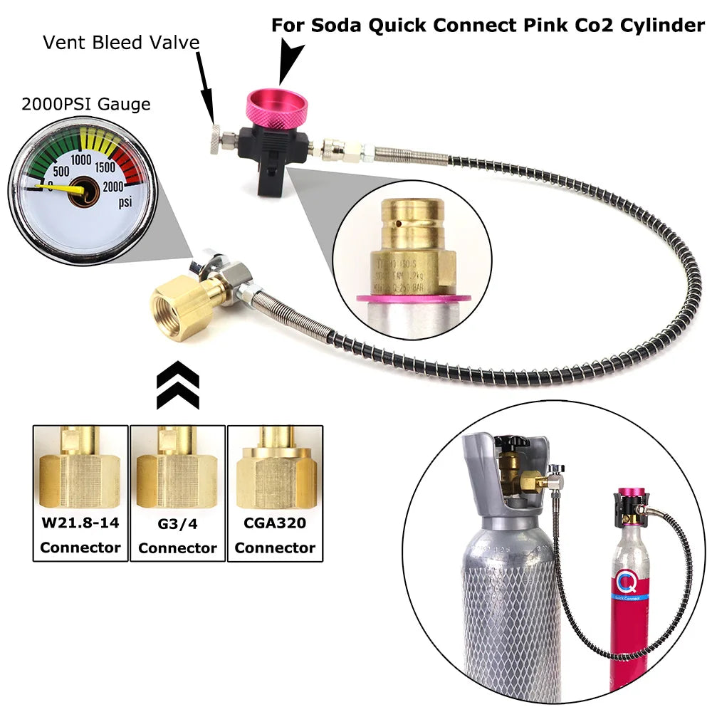 Soda Quick Connect Pink CO2 Refill Adaptor &ndash; Easy Refills