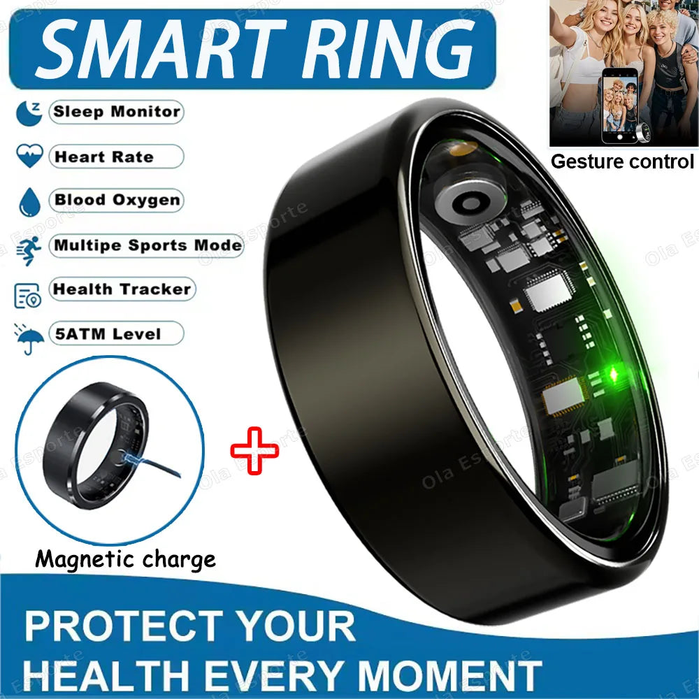 2025 Smart Ring: Heart Rate, Blood Pressure, Sleep Monitoring &amp; Motion Tracking