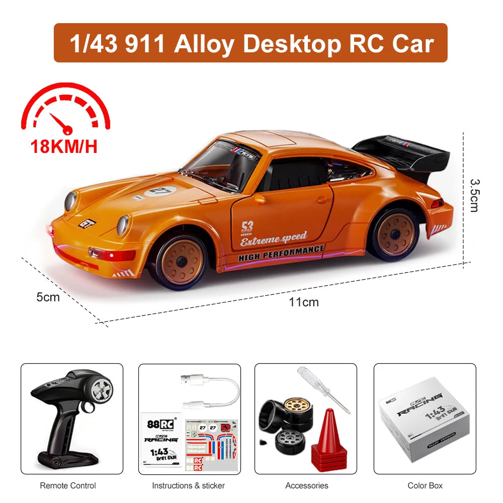 One Forty Third Scale Alloy RC Drift Car &ndash; Gyro Stabilized Orange