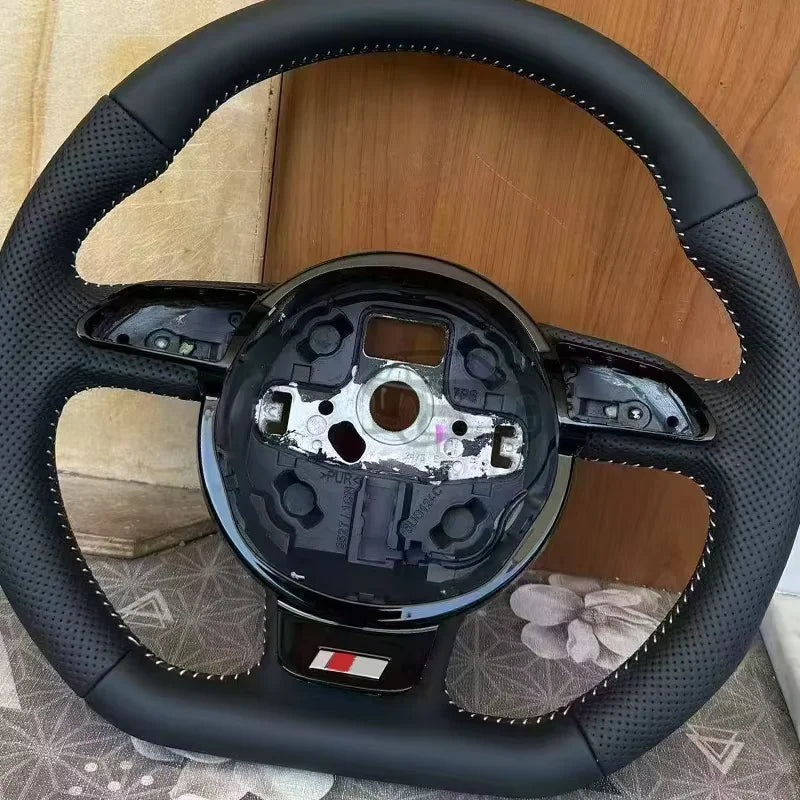 Volan din piele cu fund plat pentru Audi A3 A4 A5 A6 A7 Q3 Q5 Q7