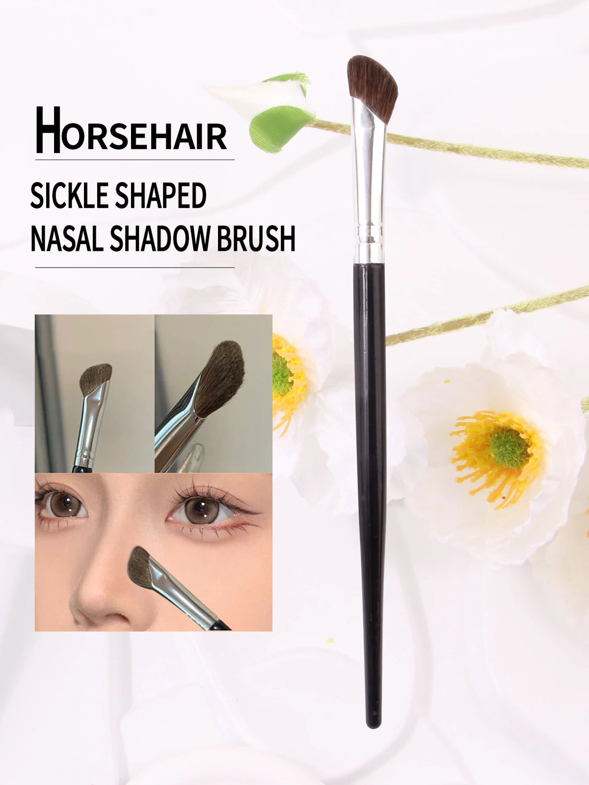 3D Nose Shadow Brush - Contour &amp; Highlight with Soft Horse Hair black