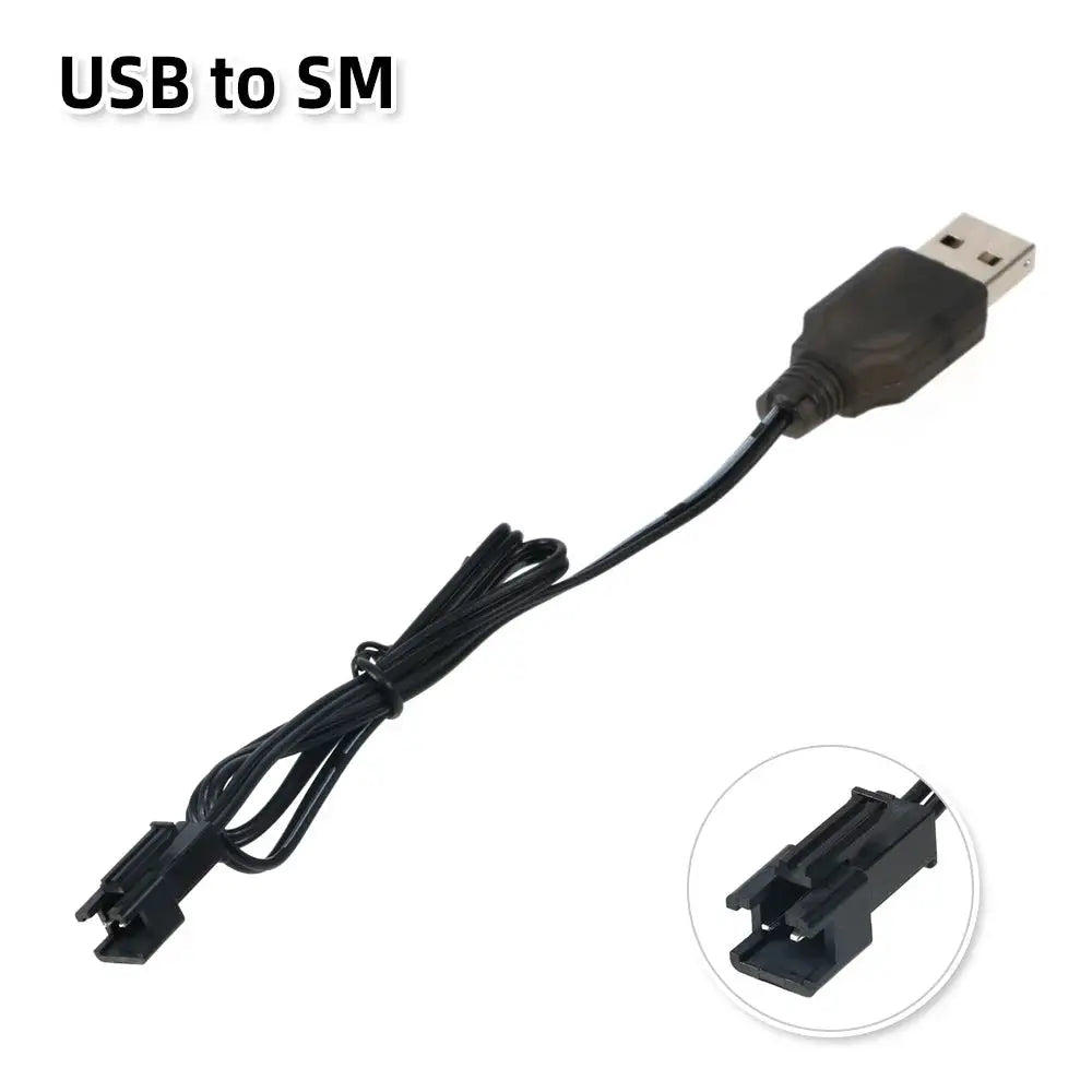 RC USB Charging 3.7V Lithium Battery Charger Cable USB to JST/SM/Futaba Plug for 3Rc Drone Quadcopter by InterCyprus Trading Ltd