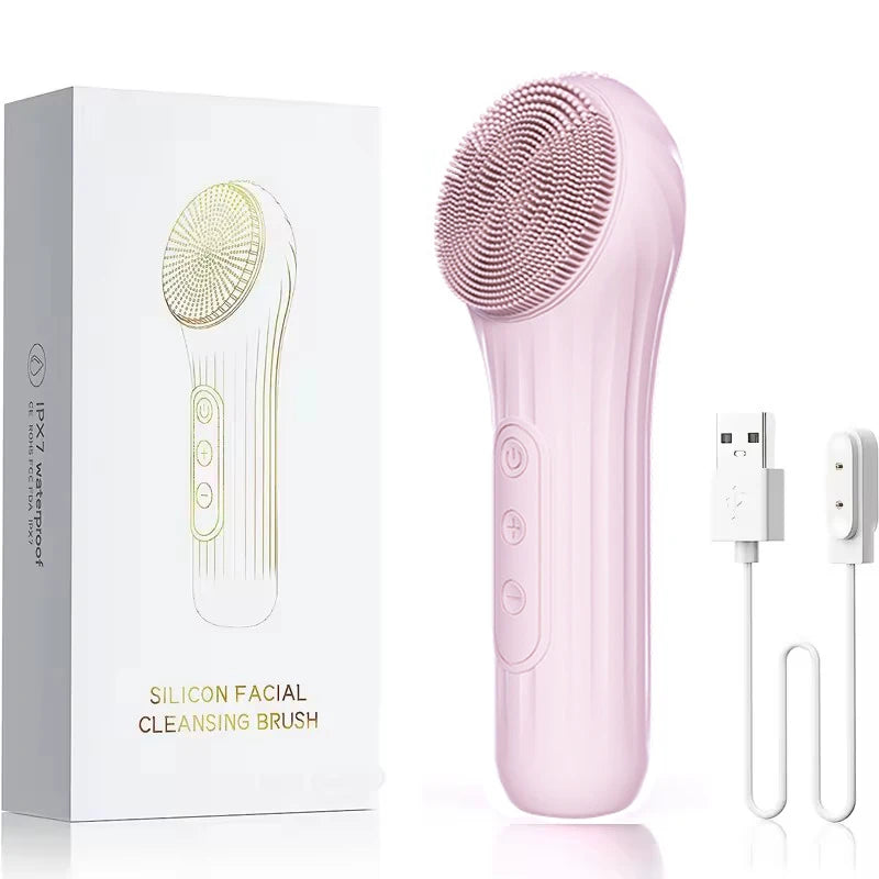Sonic Waterproof Facial Cleansing Brush &ndash; Rechargeable Pink