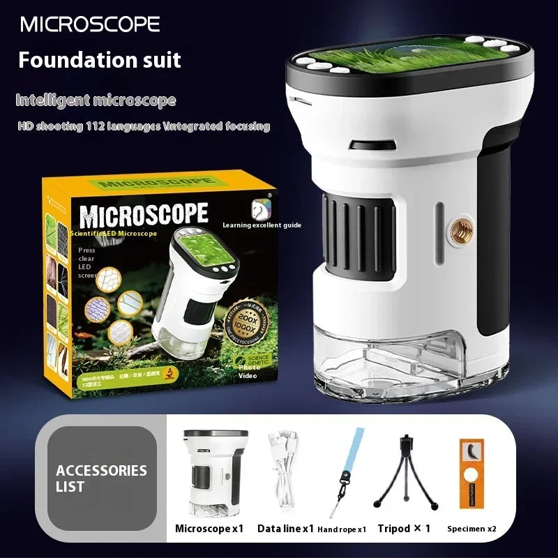 Kids Microscope Biological Kit &ndash; 1000x Magnification with LED Photo and Video Function