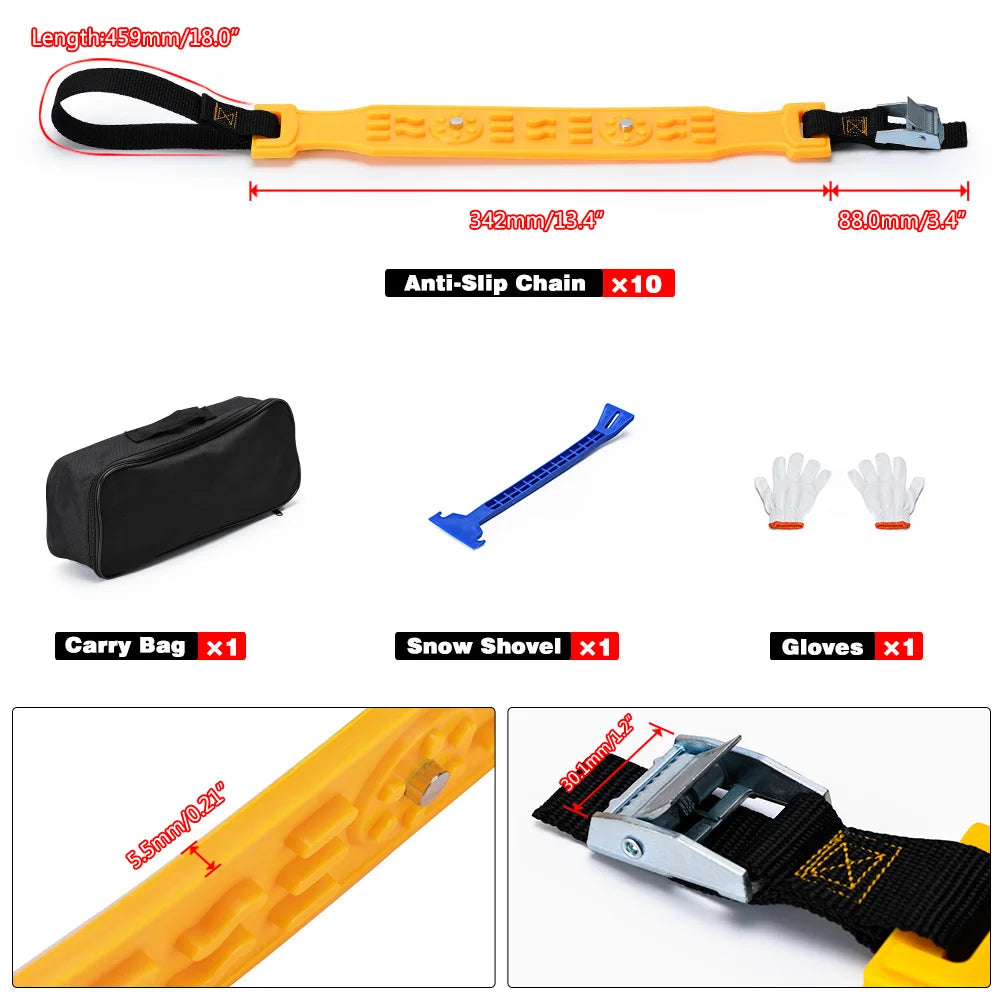 STC03 Car Winter Snow Chains - Ultra Durable Anti Slip