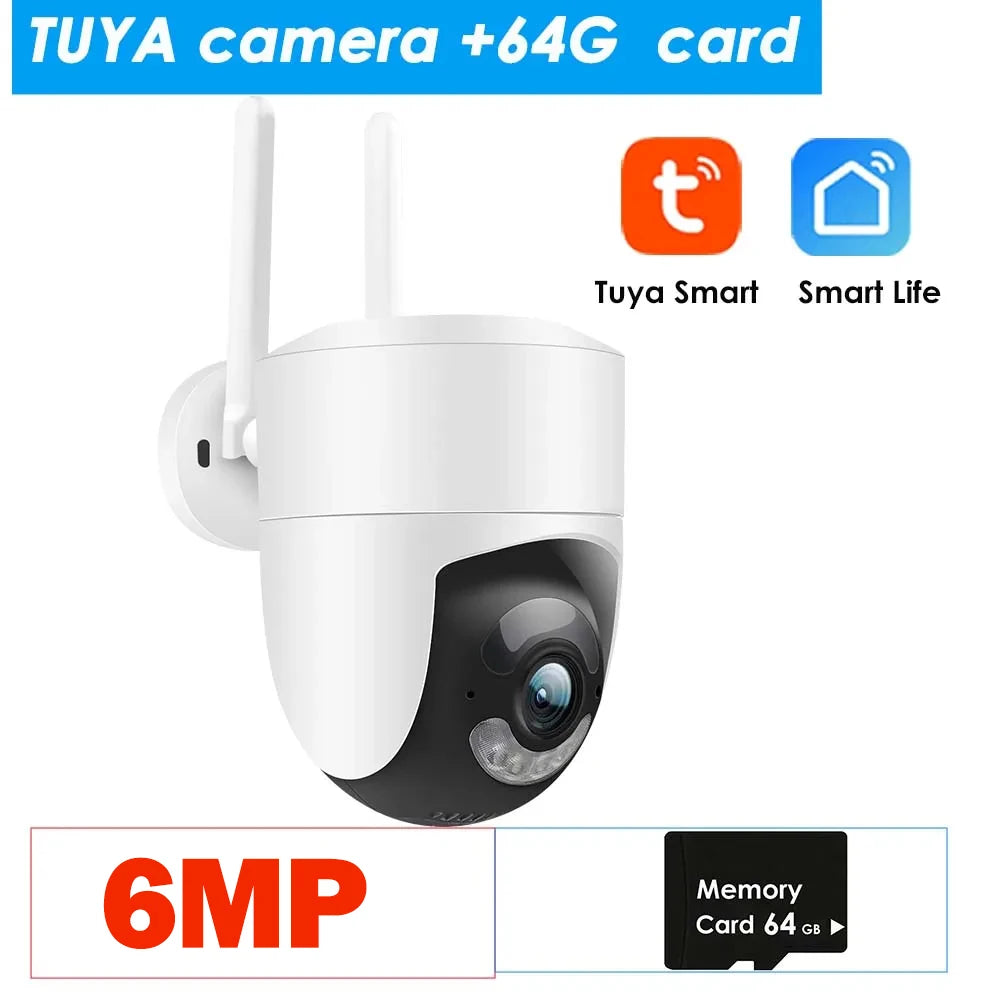 6MP Outdoor WiFi Security Camera Tuya Cam 64G SD / AU Plug