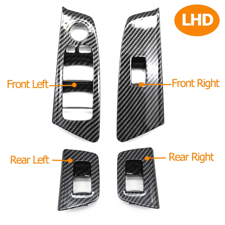 Logu slēdža paneļa oglekļa šķiedras apdare BMW 5 sērijai M5 G30 G31 F90 iekšējai uzlabošanai