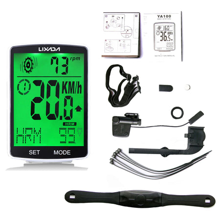 LIXADA 3 In 1 Wireless Bike Computer &ndash; Heart Rate Sensor Green backlight