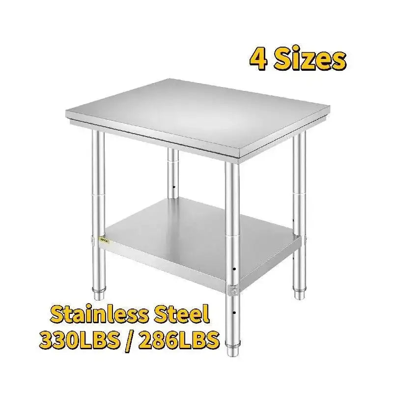 Stainless Steel Kitchen Work Bench With Undershelf 330Lbs